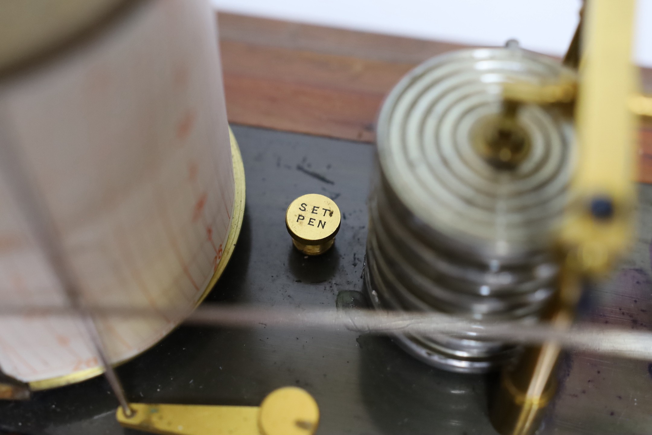 An early 20th century mahogany cased barograph. 38cm wide